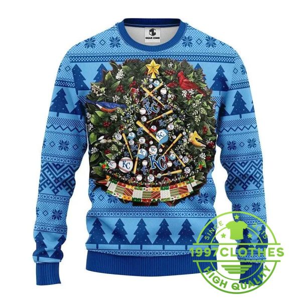 Kansas City Royals Tree Christmas Ugly  Sweater, Kansas City Royals Ugly Sweater, MLB Christmas Sweater