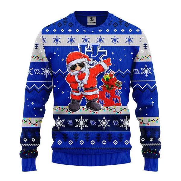 Kentucky Wildcats Dabbing Santa Claus Ugly Christmas Sweater, Kentucky Wildcats Ugly Christmas Sweater, NCAA Christmas Sweater