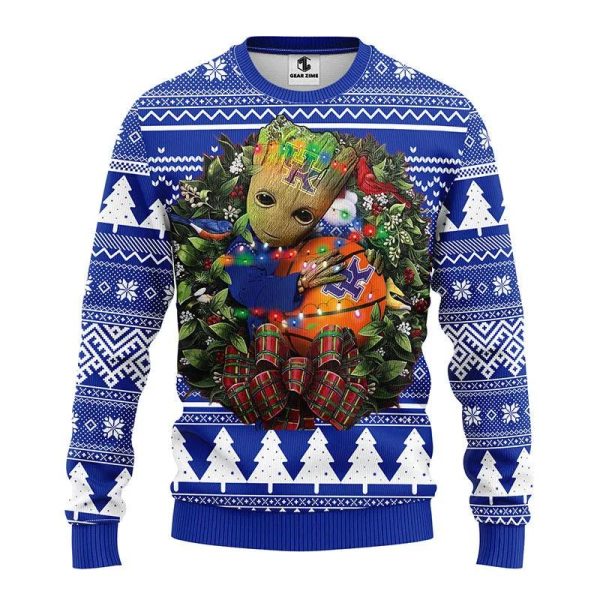 Kentucky Wildcats Groot Hug Ugly Christmas Sweater, Kentucky Wildcats Ugly Christmas Sweater, NCAA Christmas Sweater