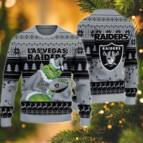 Las Vegas Raiders Grinch Stolen Ugly Christmas Sweater, Las Vegas Raiders Ugly Sweater, NFL Ugly Sweater