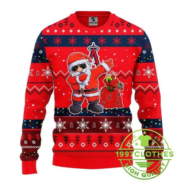 Los Angeles Angels Dabbing Santa Claus Ugly Christmas Sweater, Los Angeles Angels Ugly Christmas Sweater, MLB Christmas Sweater