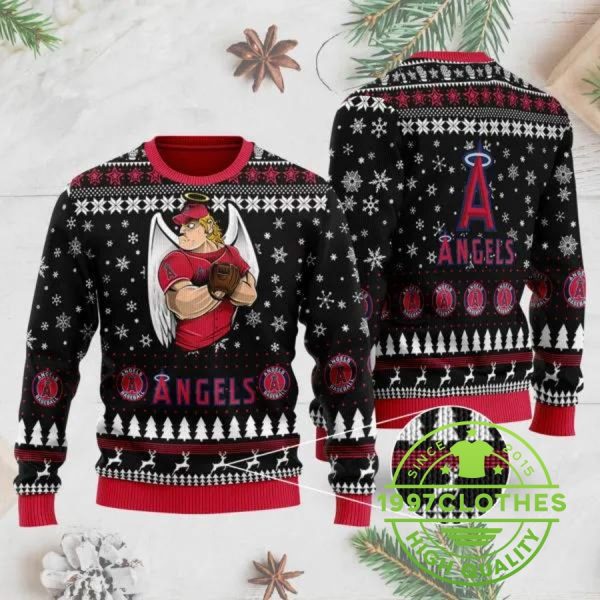 Los Angeles Angels Mascot Ugly Christmas Sweater, Los Angeles Angels Ugly Christmas Sweater, MLB Christmas Sweater