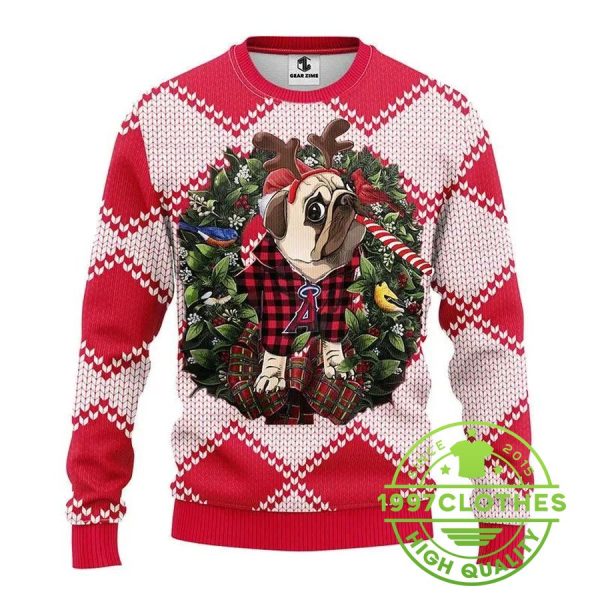 Los Angeles Angels Pub Dog Ugly Christmas Sweater, Los Angeles Angels Ugly Christmas Sweater, MLB Christmas Sweater