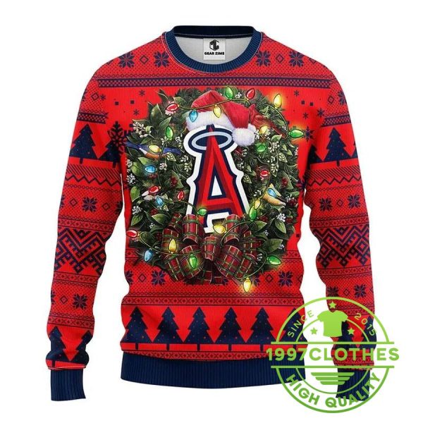 Los Angeles Angels Santa Hat Ugly Christmas Sweater, Los Angeles Angels Ugly Christmas Sweater, MLB Christmas Sweater