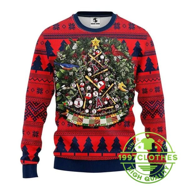 Los Angeles Angels Tree Ball Ugly Christmas Sweater, Los Angeles Angels Ugly Christmas Sweater, MLB Christmas Sweater