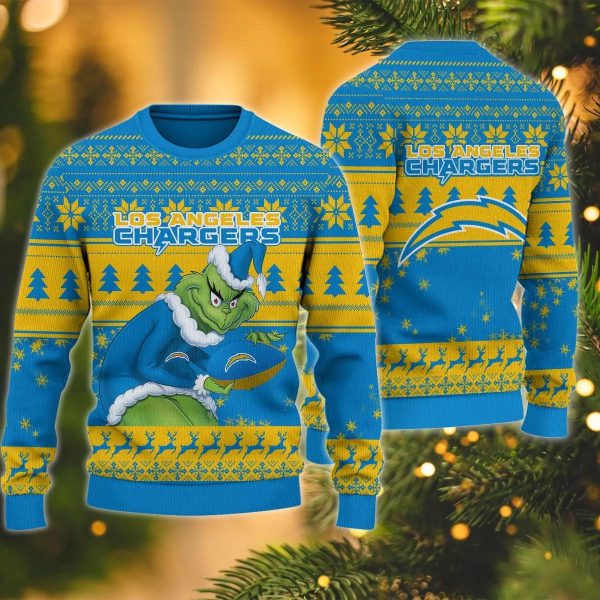 Los Angeles Chargers Grinch Stolen Ugly Christmas Sweater, Los Angeles Chargers Ugly Sweater, NFL Ugly Sweater