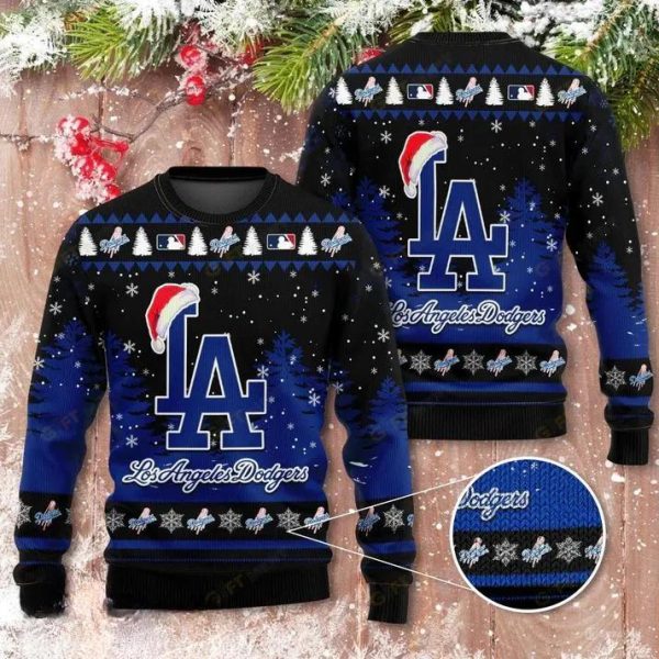 Los Angeles Dodgers Santa Hat Ugly Sweater, Los Angeles Dodgers Ugly Christmas Sweater, MLB Christmas Sweater