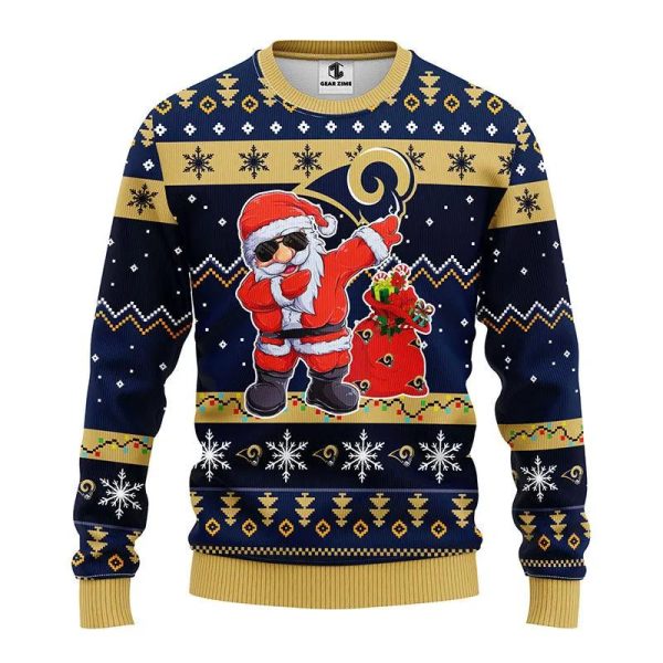 Los Angeles Rams Dabbing Santa Claus Ugly Sweater Christmas, Los Angeles Rams Ugly Sweater, NFL Ugly Sweater