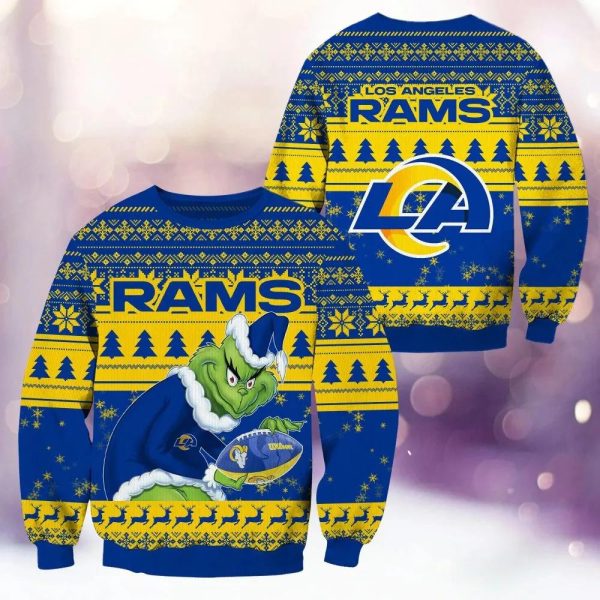 Los Angeles Rams Grinch Stolen Ugly Christmas Sweater, Los Angeles Rams Ugly Sweater, NFL Ugly Sweater