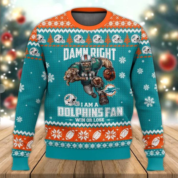 Miami Dolphins NFL Ugly Christmas Sweater, Miami Dolphins Ugly Sweater, NFL Ugly Sweater