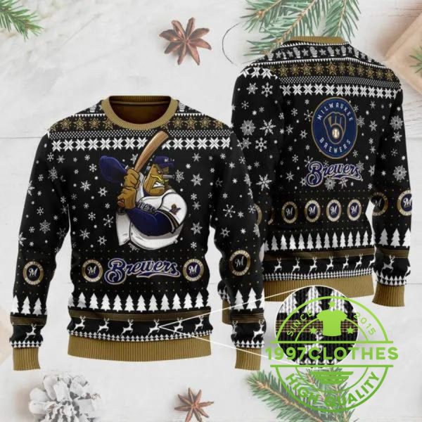 Milwaukee Brewers Mascot Ugly Christmas Sweater, Milwaukee Brewers Ugly Sweater, MLB Christmas Sweater