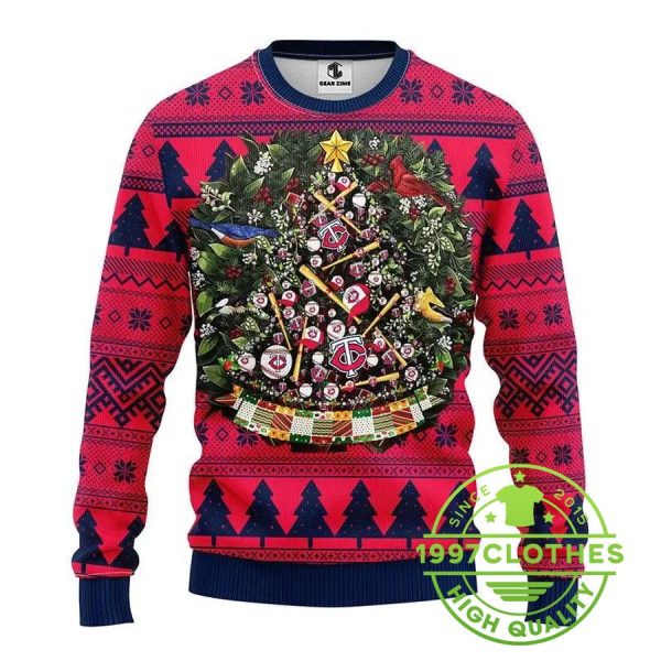 Minnesota Twins Tree Ball Ugly Christmas Sweater, Minnesota Twins Ugly Sweater, MLB Christmas Sweater