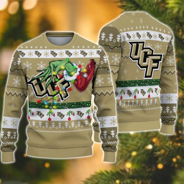 NCAA UCF Knights Grinch Ugly Christmas Sweater, UCF Knights Ugly Christmas Sweater, NCAA Christmas Sweater