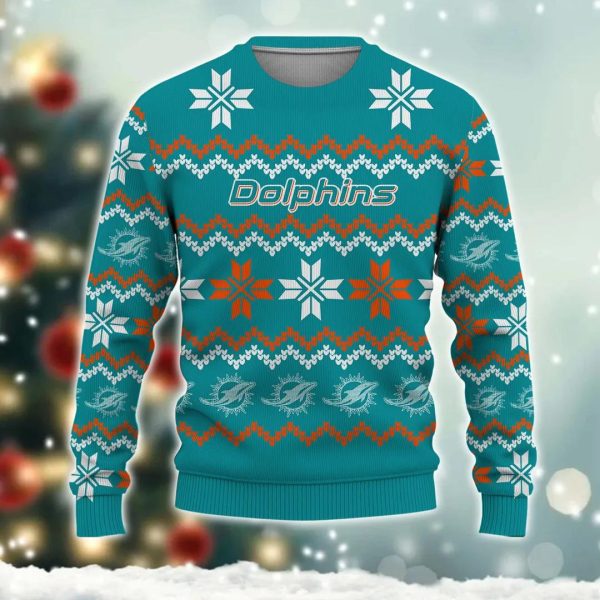 NFL Miami Dolphins Ugly Christmas Sweater, Miami Dolphins Ugly Sweater, NFL Ugly Sweater