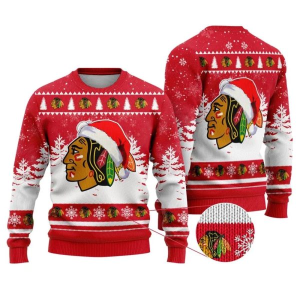 NHL Chicago Blackhawks Ugly Christmas Sweater, Chicago Blackhawks Ugly Sweater, NHL Ugly Sweater