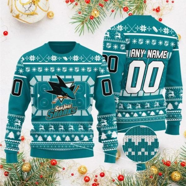 NHL San Jose Sharks Custom Ugly Christmas Sweater, San Jose Sharks Ugly Sweater, NHL Ugly Sweater