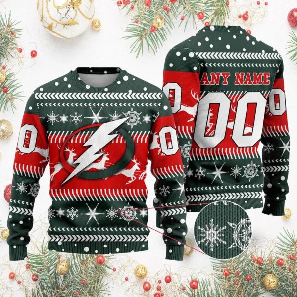 NHL Tampa Bay Lightning Personalized Name & Number Ugly Christmas Sweater, Tampa Bay Lightning Ugly Sweater, NHL Ugly Sweater