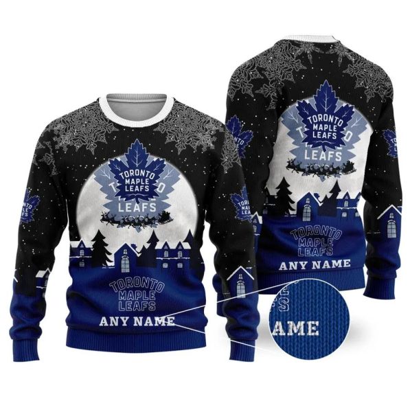 NHL Toronto Maple Leafs Personalized Name Ugly Christmas Sweater, Toronto Maple Leafs Ugly Sweater, NHL Ugly Sweater