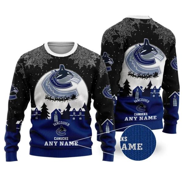 NHL Vancouver Canucks Personalized Name Ugly Christmas Sweater, Vancouver Canucks Ugly Sweater, NHL Ugly Sweater