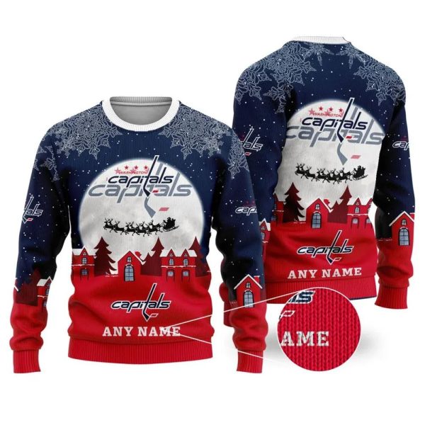 NHL Washington Capitals Personalized Name Ugly Christmas Sweater, Washington Capitals Ugly Sweater, NHL Ugly Sweater