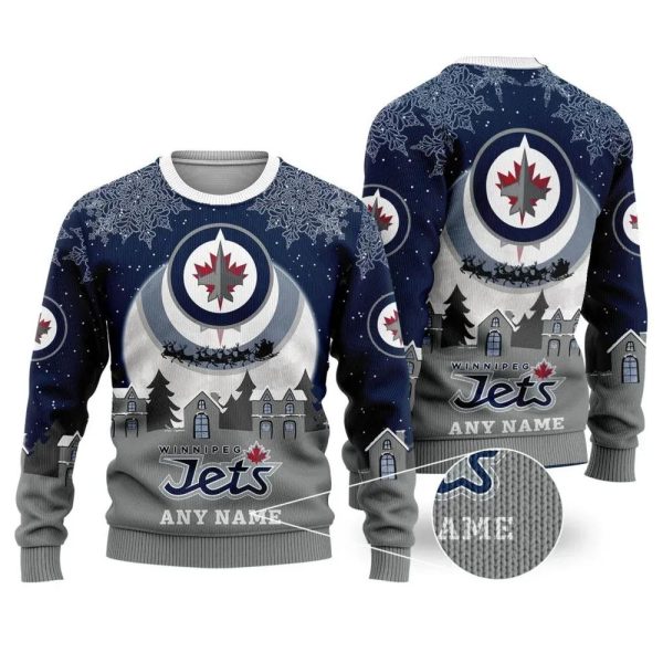 NHL Winnipeg Jets Personalized Name Ugly Christmas Sweater, Winnipeg Jets Ugly Sweater, NHL Ugly Sweater