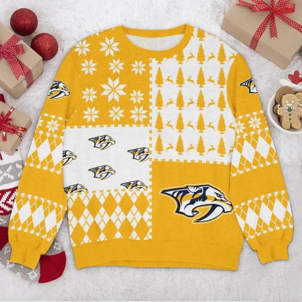 Nashville Predators NHL Ugly Christmas Sweater, Nashville Predators Ugly Sweater, NHL Ugly Sweater