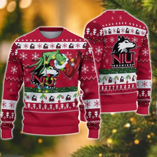 Ncaa Northern Illinois Huskies Grinch Ugly Christmas Sweater, Northern Illinois Huskies Ugly Christmas Sweater, NCAA Christmas Sweater