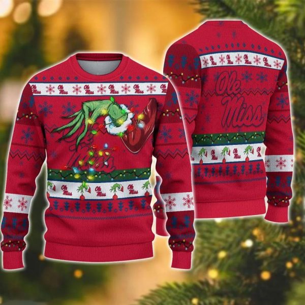 Ncaa Ole Miss Rebels Grinch Ugly Christmas Sweater, Ole Miss Rebels Ugly Christmas Sweater, NCAA Christmas Sweater