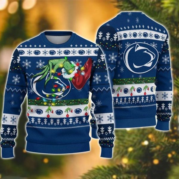 Ncaa Penn State Nittany Lions Grinch Ugly Christmas Sweater, Nebraska Cornhuskers Ugly Christmas Sweater, NCAA Christmas Sweater