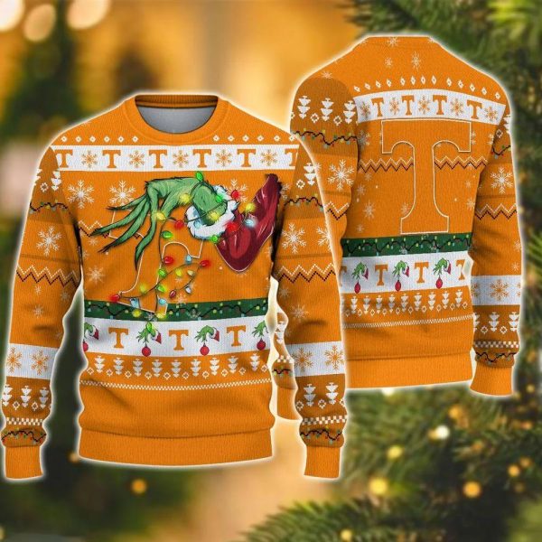 Ncaa Tennessee Volunteers Grinch Ugly Christmas Sweater, Tennessee Volunteers Ugly Christmas Sweater, NCAA Christmas Sweater