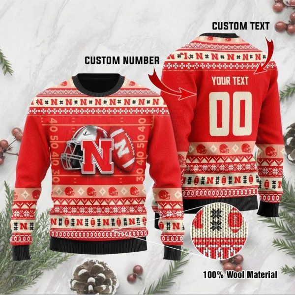 Nebraska Cornhuskers Custom Ugly Christmas Sweater, Nebraska Cornhuskers Ugly Christmas Sweater, NCAA Christmas Sweater