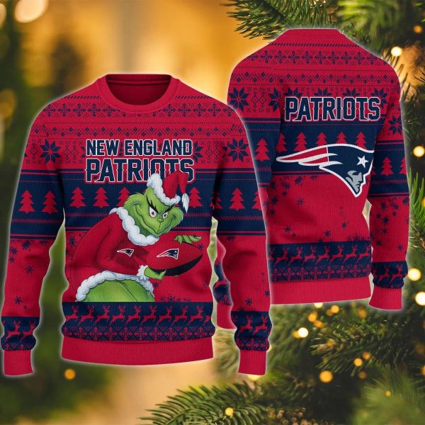 New England Patriots Grinch Stolen Grinch Ugly Christmas Sweater, New England Patriots Ugly Sweater, NFL Ugly Sweater