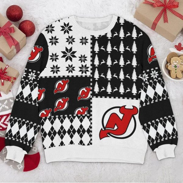 New Jersey Devils NHL Ugly Christmas Sweater, New Jersey Devils Ugly Sweater, NHL Ugly Sweater