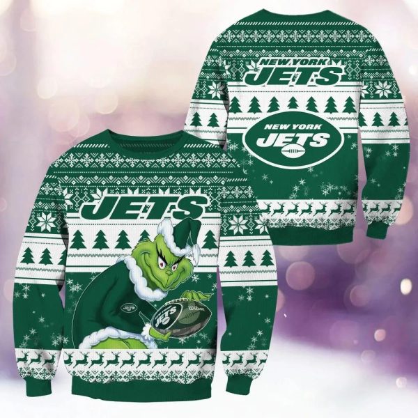 New York Jets Grinch Stolen Ugly Christmas Sweater, New York Jets Ugly Sweater, NFL Ugly Sweater