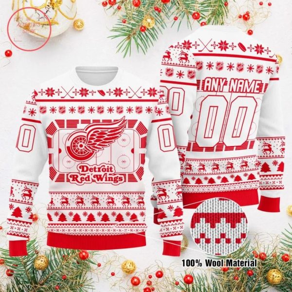 Nhl Detroit Red Wings Personalized Ugly Christmas Sweater, Detroit Red Wings Ugly Sweater, NHL Ugly Sweater