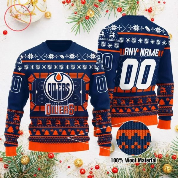 Nhl Edmonton Oilers Personalized Ugly Christmas Sweater, Edmonton Oilers Ugly Sweater, NHL Ugly Sweater