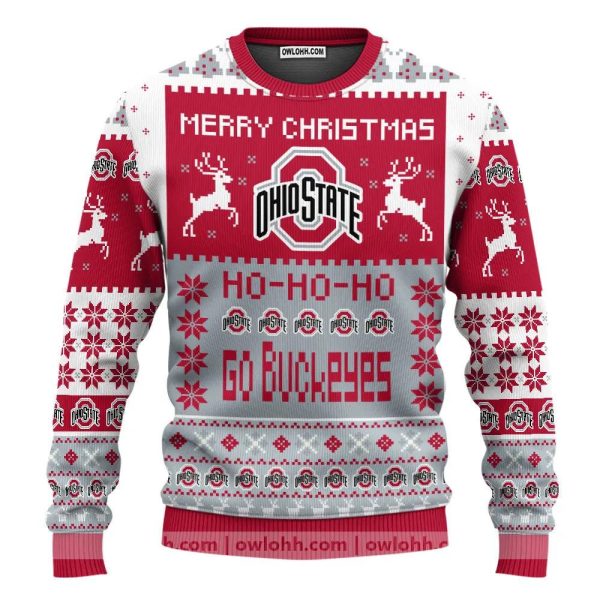 Ohio State Buckeyes Merry Christmas Ugly Christmas Sweater, Ohio State Buckeyes Ugly Christmas Sweater, NCAA Christmas Sweater