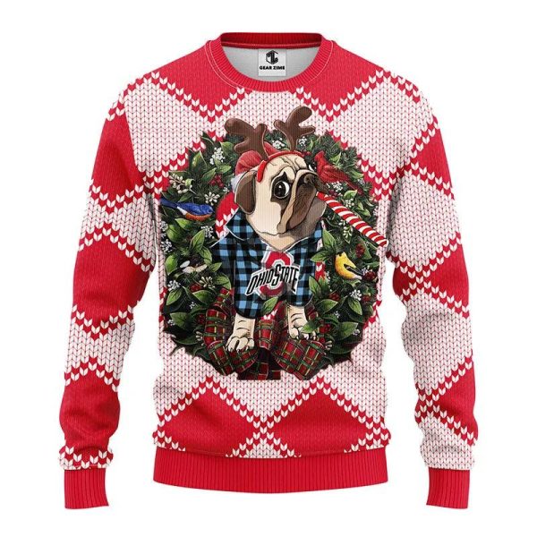 Ohio State Buckeyes Pub Dog Ugly Christmas Sweater, Ohio State Buckeyes Ugly Christmas Sweater, NCAA Christmas Sweater