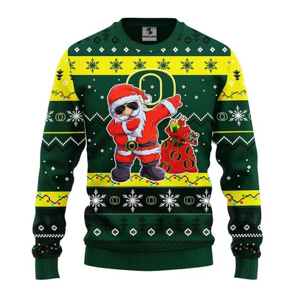 Oregon Ducks Dabbing Santa Claus Ugly Christmas Sweater, Oregon Ducks Ugly Christmas Sweater, NCAA Christmas Sweater