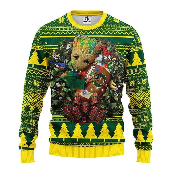 Oregon Ducks Groot Hug Ugly Christmas Sweater, Oregon Ducks Ugly Christmas Sweater, NCAA Christmas Sweater