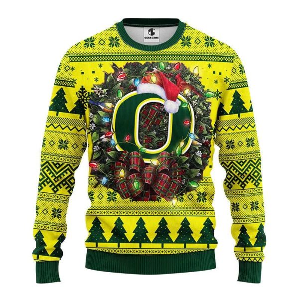 Oregon Ducks Santa Hat Ugly Christmas Sweater, Oregon Ducks Ugly Christmas Sweater, NCAA Christmas Sweater