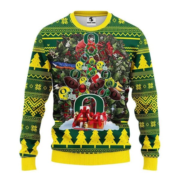 Oregon Ducks Tree Ugly Christmas Sweater, Oregon Ducks Ugly Christmas Sweater, NCAA Christmas Sweater