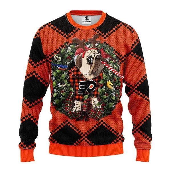 Philadelphia Flyers Pub Dog Ugly Christmas Sweater, Philadelphia Flyers Ugly Sweater, NHL Ugly Sweater