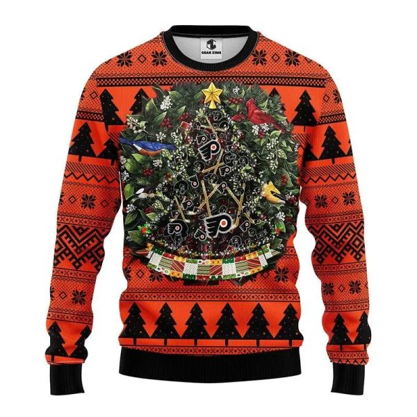 Philadelphia Flyers Tree Ball Ugly Christmas Sweater, Philadelphia Flyers Ugly Sweater, NHL Ugly Sweater