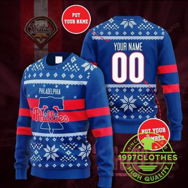 Philadelphia Phillies Custom Ugly Christmas Sweater, Philadelphia Phillies Ugly Sweater, MLB Christmas Sweater