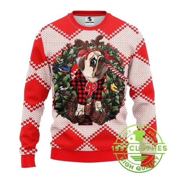 Philadelphia Phillies Pub Dog Ugly Christmas Sweater, Philadelphia Phillies Ugly Sweater, MLB Christmas Sweater