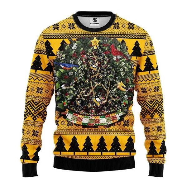 Pittsburgh Penguins Tree Christmas Ugly Sweater, Pittsburgh Penguins Ugly Sweater, NHL Ugly Sweater