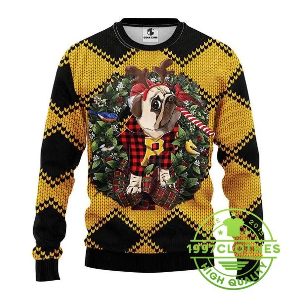 Pittsburgh Pirates Pub Dog Ugly Christmas Sweater, Pittsburgh Pirates Ugly Sweater, MLB Christmas Sweater