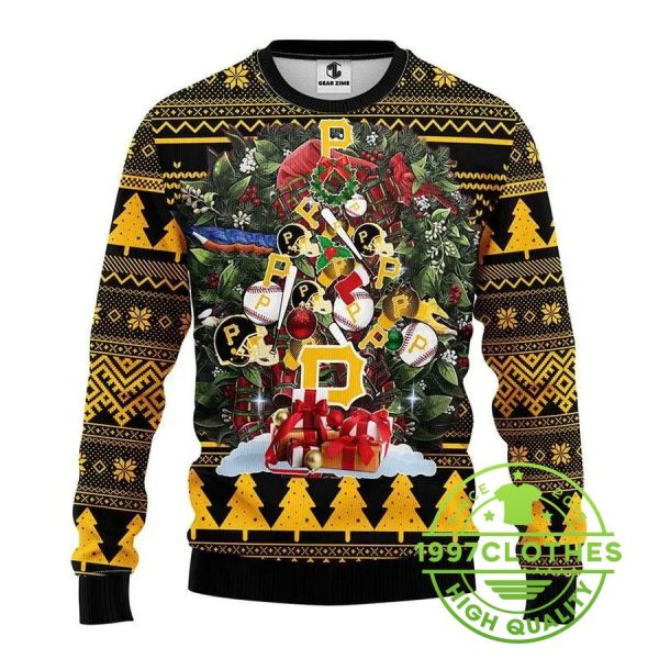 Pittsburgh Pirates Tree Christmas Ugly Sweater, Pittsburgh Pirates Ugly Sweater, MLB Christmas Sweater