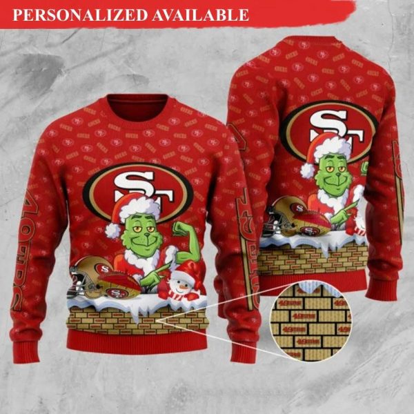 San Francisco 49ers Grinch Ugly Christmas Sweater, San Francisco 49ers Ugly Sweater, NFL Ugly Sweater